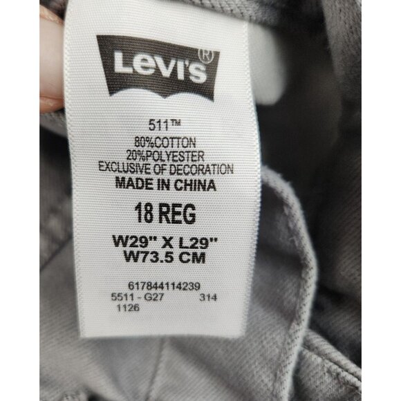 Levi's 511 Jeans Boy's 18 Slim Fit Straight Leg Cotton Blend Modern Gray Denim - Picture 8 of 9